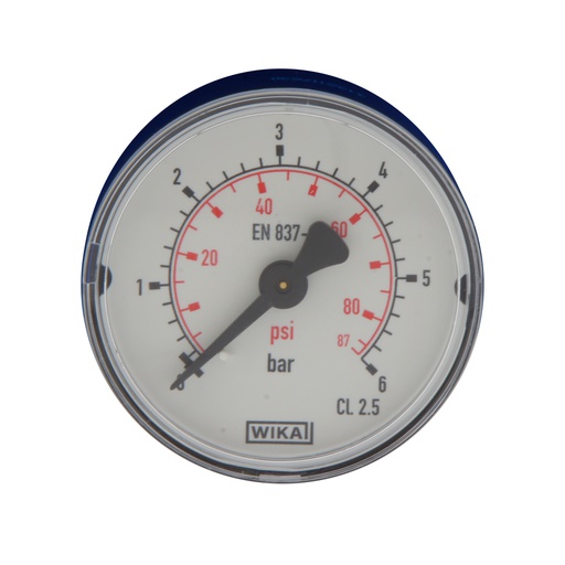 [MW0640PH-18] 0..6 Bar (0..87 psi) Pressure Gauge Rear Plastic/Brass 40 mm Class 2.5