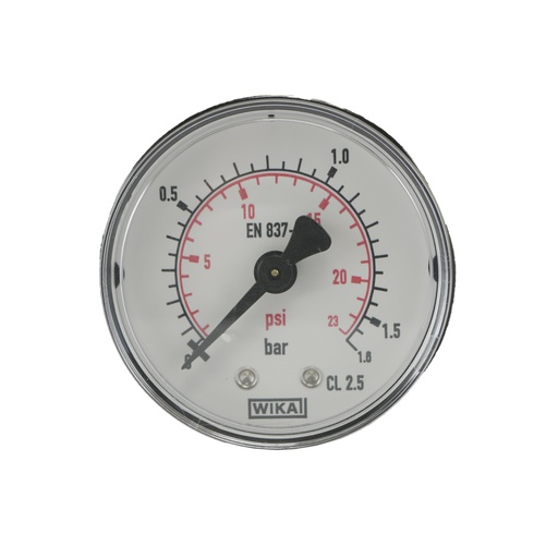 [MW01P650PH] 0..1.6 Bar (0..23 psi) Druck Manometer hinten Kunststoff / Messing 50 mm Klasse 2.5