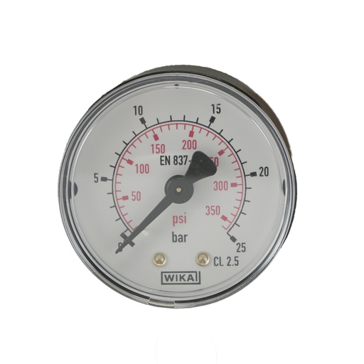 [MW02550PH] 0..25 Bar (0..363 psi) Pressure Gauge Rear Plastic/Brass 50 mm Class 2.5