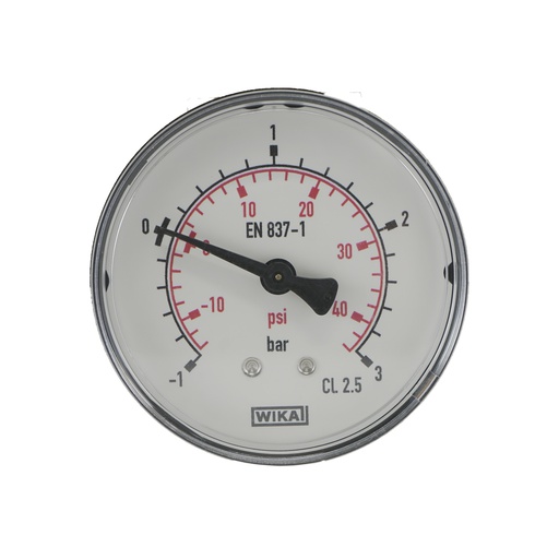 [MW-1363PH] -1..3 Bar (-15..44 psi) Pressure Gauge Rear Plastic/Brass 63 mm Class 2.5