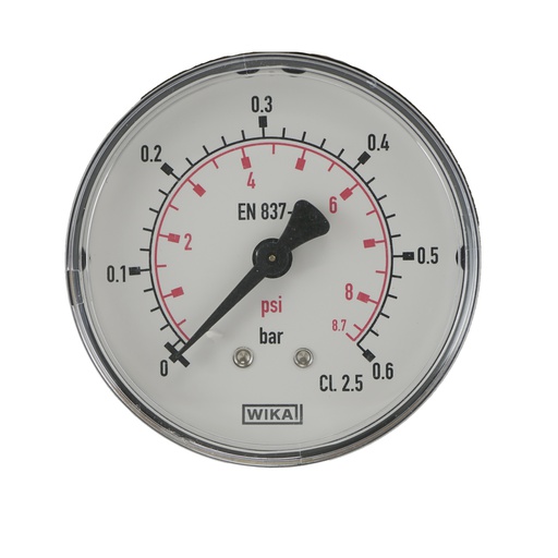 [MW00P663PH] 0..0.6 Bar (0..9 psi) Pressure Gauge Rear Plastic/Brass 63 mm Class 2.5