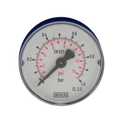 [MW0163PH] 0..1 Bar (0..15 psi) Druck Manometer hinten Kunststoff / Messing 63 mm Klasse 2.5