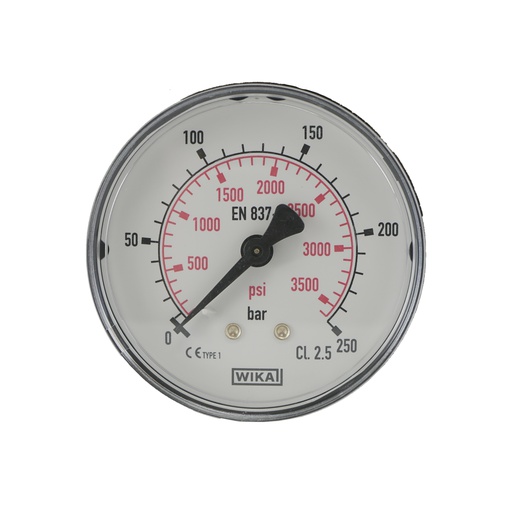 [MW025063PH] 0..250 Bar (0,.3626 psi) Manómetro Plástico trasero / latón 63 mm Clase 2.5