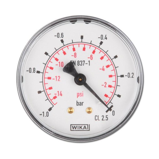 [MW-1040SH-18] 1..0 Bar Manometer Achteraansluiting Staal/Messing 40 mm Klasse 1.6