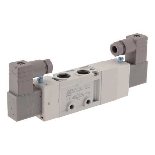 [MVSC1-220-4E2C-DC24-D-G] G1/4'' 24V DC 5/3-Way Center closed Solenoid Valve 3-8bar MVSC1