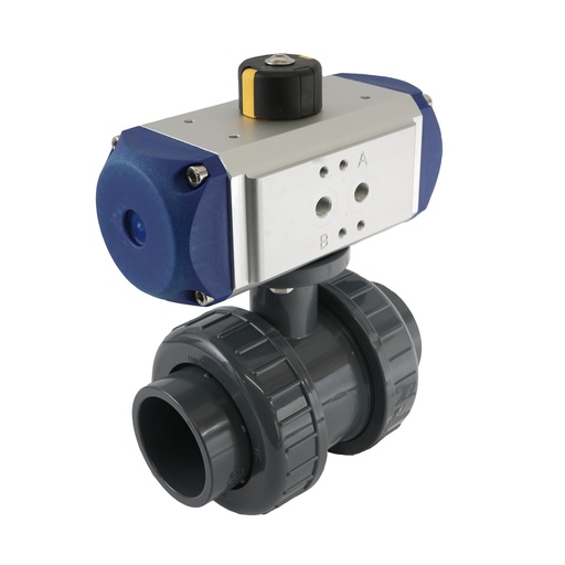 [614P032-PD-006] 32mm 2-Way PVC Pneumatic Ball Valve Double Acting - VDL