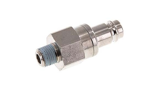 [CLP10-M-BN-SV-014] Vernikkeld Messing DN 10 Luchtkoppeling Insteeknippel R 1/4 inch Buitendraad Double Shut-Off