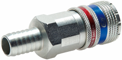 [CLS10-H-SB-SE-C-13] Acero/latón DN 10.4 Enchufe de seguridad para aire comprimido Pilar para manguera de 13 mm