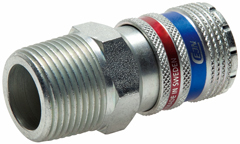 [CLS10-M-SB-SE-C-038] Acero/latón DN 10.4 Enchufe de seguridad para aire comprimido R 3/8 pulgadas Macho