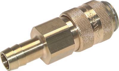 [CLS15-H-BN-SV-P-13] Nickel-plated Brass DN 15 Air Coupling Socket 13 mm Hose Pillar Double Shut-Off