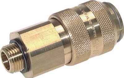 [CLS15-M-B-SV-P-012] Brass DN 15 Air Coupling Socket G 1/2 inch Male Double Shut-Off