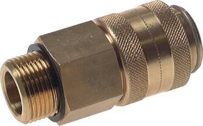 [CLS19-M-B-SV-034] Brass DN 19 Air Coupling Socket G 3/4 inch Male Double Shut-Off