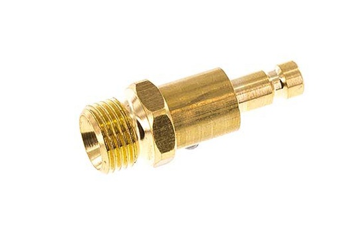 [CLP2-M-B-SV-P-018] Brass DN 2.7 (Micro) Air Coupling Plug G 1/8 inch Male Double Shut-Off