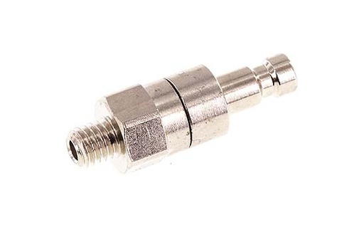 [CLP2-M-BN-SV-5] Nickel-plated Brass DN 2.7 (Micro) Air Coupling Plug M5 Male Double Shut-Off