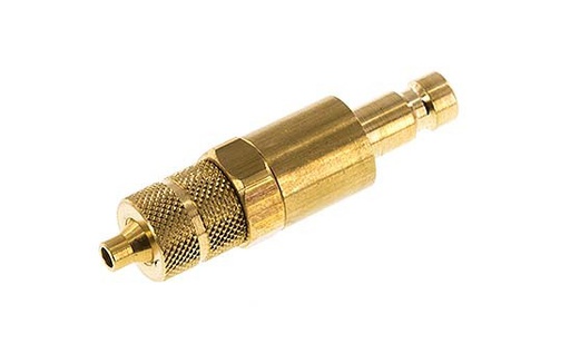 [CLP2-N-B-SV-P-3] Brass DN 2.7 (Micro) Air Coupling Plug 3x4.3 mm Union Nut Double Shut-Off