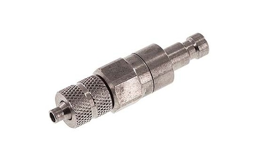 [CLP2-N-S-SV-3] Acero inoxidable DN 2,7 (Micro) Acoplamiento de aire Tapón 3x4,3 mm Tuerca de unión Doble cierre