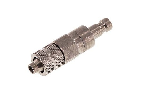 [CLP2-N-S-SV-4] Acero inoxidable DN 2,7 (Micro) Acoplamiento de aire Tapón 4x6 mm Tuerca de unión Doble cierre