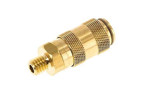 [CLS2-M-B-SV-P-5] Brass DN 2.7 (Micro) Air Coupling Socket M5 Male Double Shut-Off