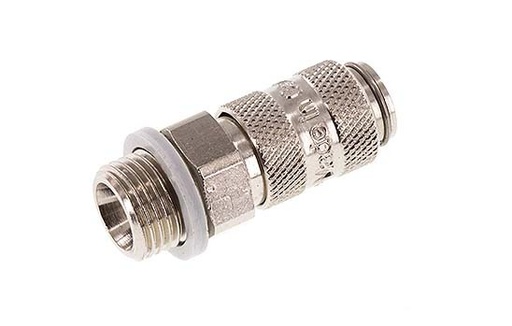 [CLS2-M-BN-018] Laiton nickelé DN 2.7 (Micro) Coupleur pneumatique Douille G 1/8 pouce Mâle