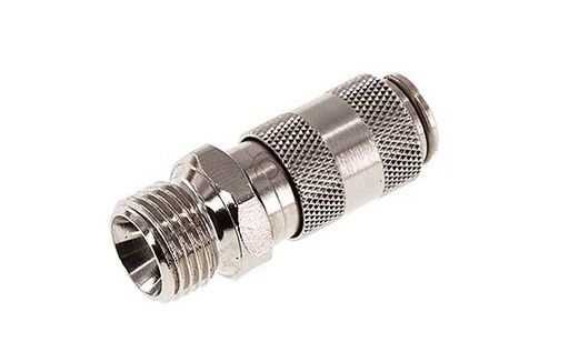 [CLS2-M-BN-SV-P-018] Nickel-plated Brass DN 2.7 (Micro) Air Coupling Socket G 1/8 inch Male Double Shut-Off