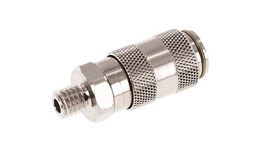 [CLS2-M-BN-SV-P-5] Nickel-plated Brass DN 2.7 (Micro) Air Coupling Socket M5 Male Double Shut-Off