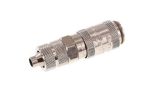 [CLS2-N-BN-SV-P-4] Vernikkeld Messing DN 2.7 (Micro) Luchtkoppeling Snelkoppeling 4x6 mm Push-On Double Shut-Off