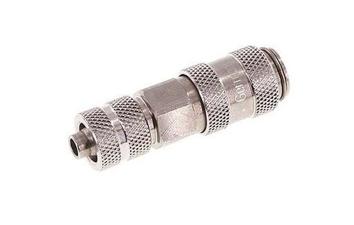 [CLS2-N-S-SV-4] Acero inoxidable DN 2,7 (Micro) Acoplamiento de aire Toma 4x6 mm Tuerca de unión Cierre doble