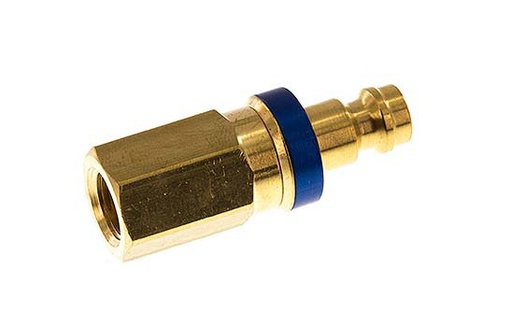 [CLP5-F-B-BLU-SV-018] Bouchon de raccord d'air bleu DN 5 en laiton G 1/8 pouce femelle à double obturation