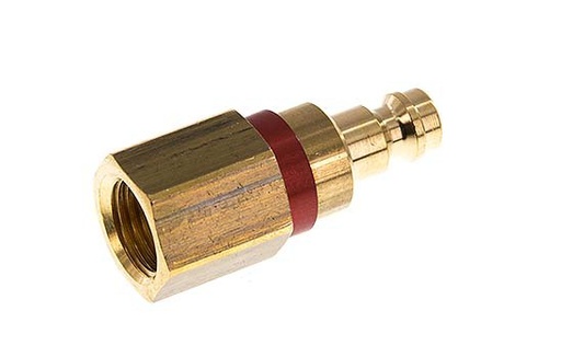 [CLP5-F-B-RED-P-014] Messing DN 5 Rood Luchtkoppeling Insteeknippel G 1/4 inch Binnendraad