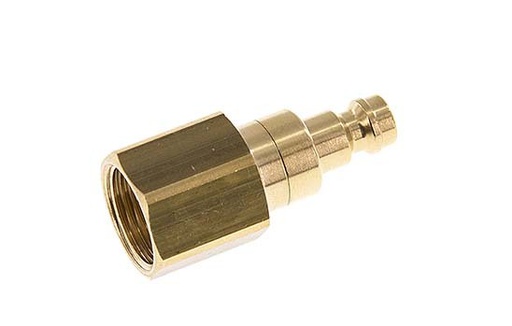 [CLP5-F-B-SV-038] Brass DN 5 Air Coupling Plug G 3/8 inch Female Double Shut-Off