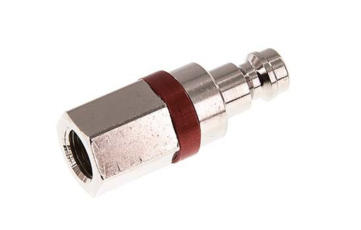 [CLP5-F-BN-RED-P-018] Laiton nickelé DN 5 Bouchon de raccord d'air rouge G 1/8 pouce femelle