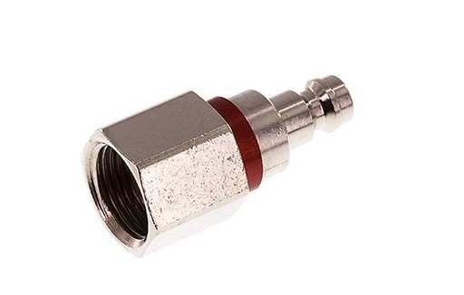 [CLP5-F-BN-RED-SV-P-038] Nickel-plated Brass DN 5 Red Air Coupling Plug G 3/8 inch Female Double Shut-Off