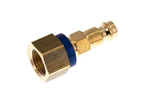 [CLP5-F-B-BLU-CD-014] Brass DN 5 Blue-Coded Air Coupling Plug G 1/4 inch Female