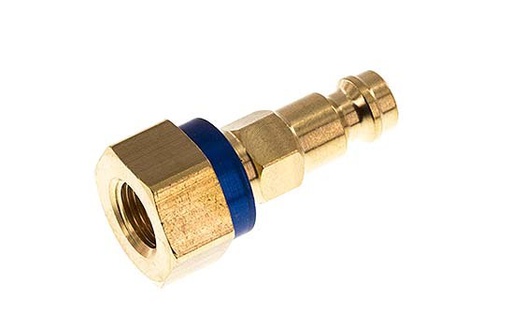 [CLP5-F-B-BLU-CD-018] Brass DN 5 Blue-Coded Air Coupling Plug G 1/8 inch Female