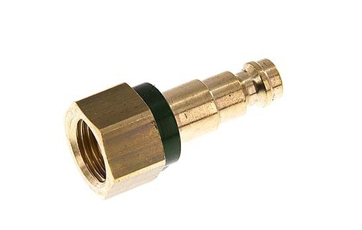 [CLP5-F-B-GRE-CD-014] Brass DN 5 Green-Coded Air Coupling Plug G 1/4 inch Female