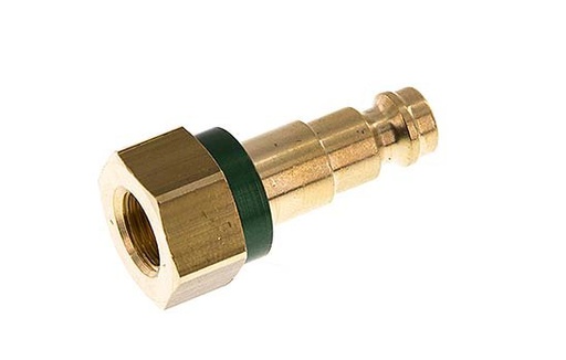 [CLP5-F-B-GRE-CD-018] Brass DN 5 Green-Coded Air Coupling Plug G 1/8 inch Female