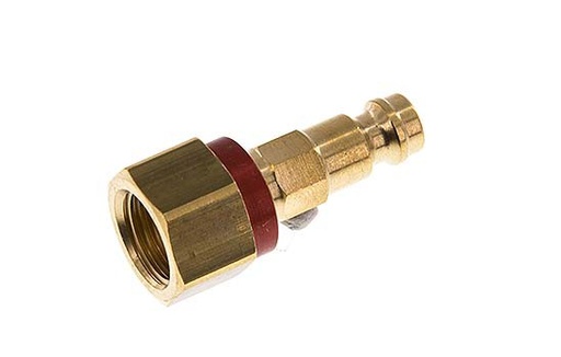 [CLP5-F-B-RED-CD-014] Brass DN 5 Red-Coded Air Coupling Plug G 1/4 inch Female