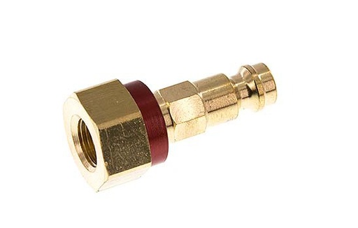 [CLP5-F-B-RED-CD-018] Brass DN 5 Red-Coded Air Coupling Plug G 1/8 inch Female