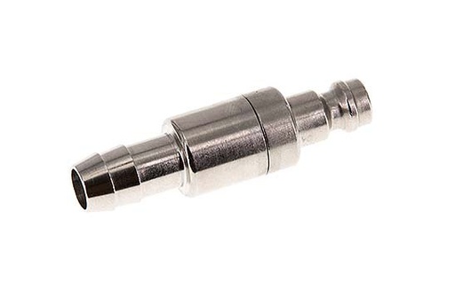 [CLP5-H-BN-SV-9] Nickel-plated Brass DN 5 Air Coupling Plug 9 mm Hose Pillar Double Shut-Off