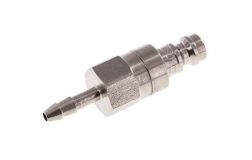 [CLP5-H-S-SV-4] Edelstahl DN 5 Luftkupplungsstecker 4 mm Schlauchsäule Doppelabsperrung