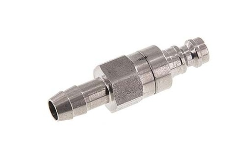 [CLP5-H-S-SV-8] Edelstahl DN 5 Luftkupplungsstecker 8 mm Schlauchsäule Doppelabsperrung