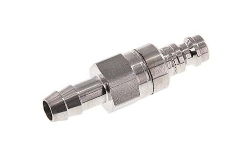 [CLP5-H-SSL-SV-P-8] Acier inoxydable 306L DN 5 Air Coupling Plug 8 mm Hose Pillar Double Shut-Off