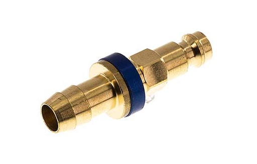 [CLP5-H-B-BLU-CD-9] Messing DN 5 blau-kodierter Luftkupplungsstecker 9 mm Schlauchpfeiler