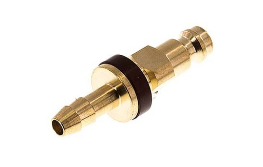 [CLP5-H-B-BRO-CD-6] Brass DN 5 Brown-Coded Air Coupling Plug 6 mm Hose Pillar
