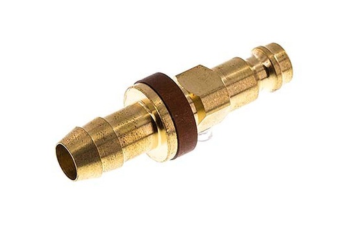 [CLP5-H-B-BRO-CD-9] Brass DN 5 Brown-Coded Air Coupling Plug 9 mm Hose Pillar