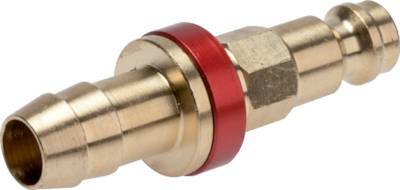 [CLP5-H-B-RED-P-CD-4] Brass DN 5 Red-Coded Air Coupling Plug 4 mm Hose Pillar