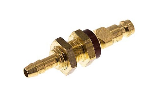 [CLP5-HB-B-BRO-CD-6] Brass DN 5 Brown-Coded Air Coupling Plug 6 mm Hose Pillar Bulkhead