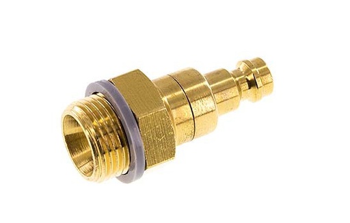 [CLP5-M-B-SV-038] Brass DN 5 Air Coupling Plug G 3/8 inch Male Double Shut-Off