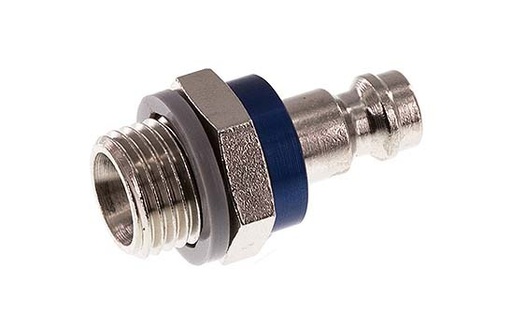 [CLP5-M-BN-BLU-014] Nickel-plated Brass DN 5 Blue Air Coupling Plug G 1/4 inch Male