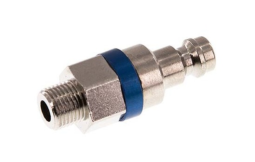 [CLP5-M-BN-BLU-P-018] Nickel-plated Brass DN 5 Blue Air Coupling Plug G 1/8 inch Male